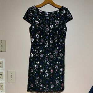 Sam Edelman Black Sequin Floral Mini Dress